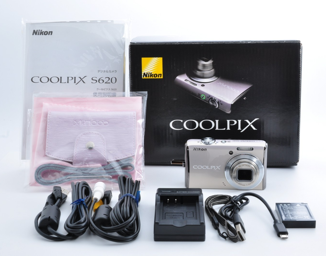 [Near Mint] Nikon Coolpix S620 Y2K Digicam 12.2MP 4X Silver Full Set from JAPAN